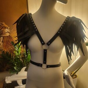 Faux Leather harness with large fringe